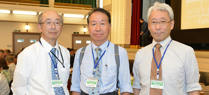 池上 誠二 先生 校内幹事 (31回生)/星野 秀登 先生 校内幹事・会計 (32回生)/切原 幸治 先生 校内幹事 (33回生)