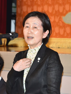 来賓挨拶　谷本　公子　元校長先生　（第28代）